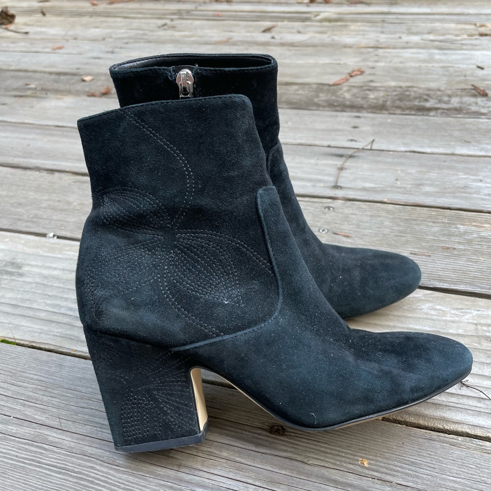 Black suede leather booties